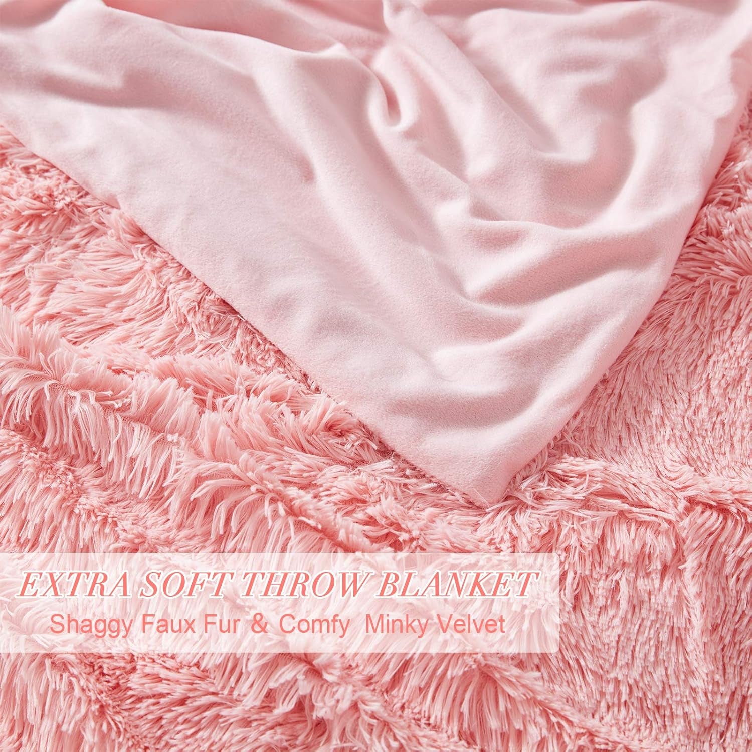 Faux Fur Blanket Throw Blanket (Rose Pink 50" X 60")