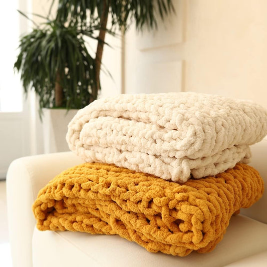 Abound Chunky Knit Blanket Throw (50"X60", 5 Lbs Yellow)