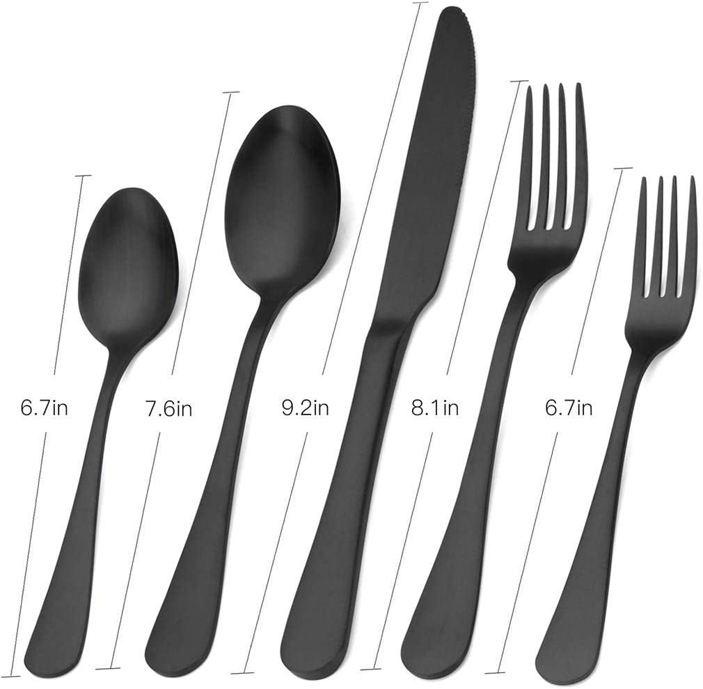 Matte Black Silverware Set, Satin Finish 20-Piece Stainless Steel