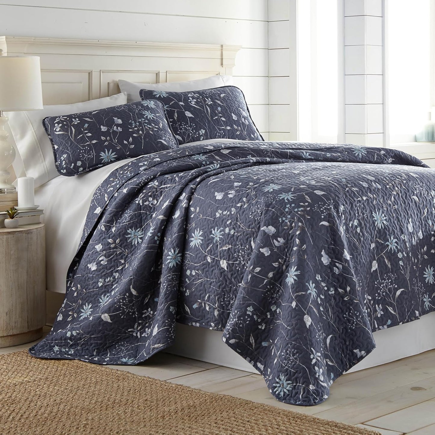 Oversized Queen Size Quilt Bedding Set (Full/Queen, Blue)