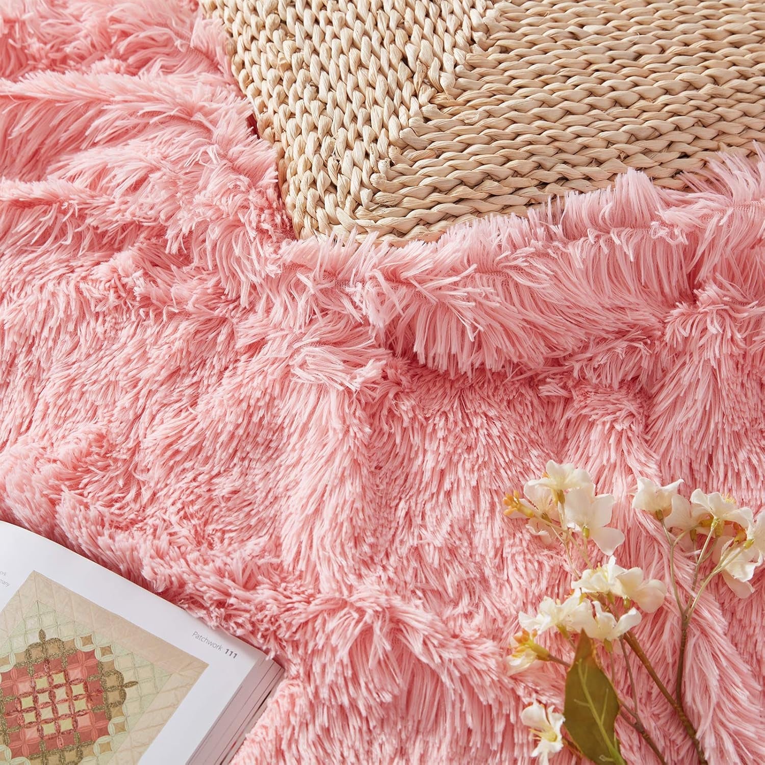 Faux Fur Blanket Throw Blanket (Rose Pink 50" X 60")