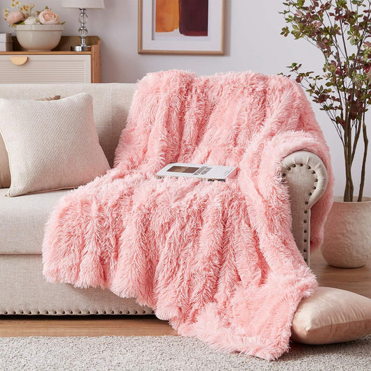 Faux Fur Blanket Throw Blanket (Rose Pink 50" X 60")