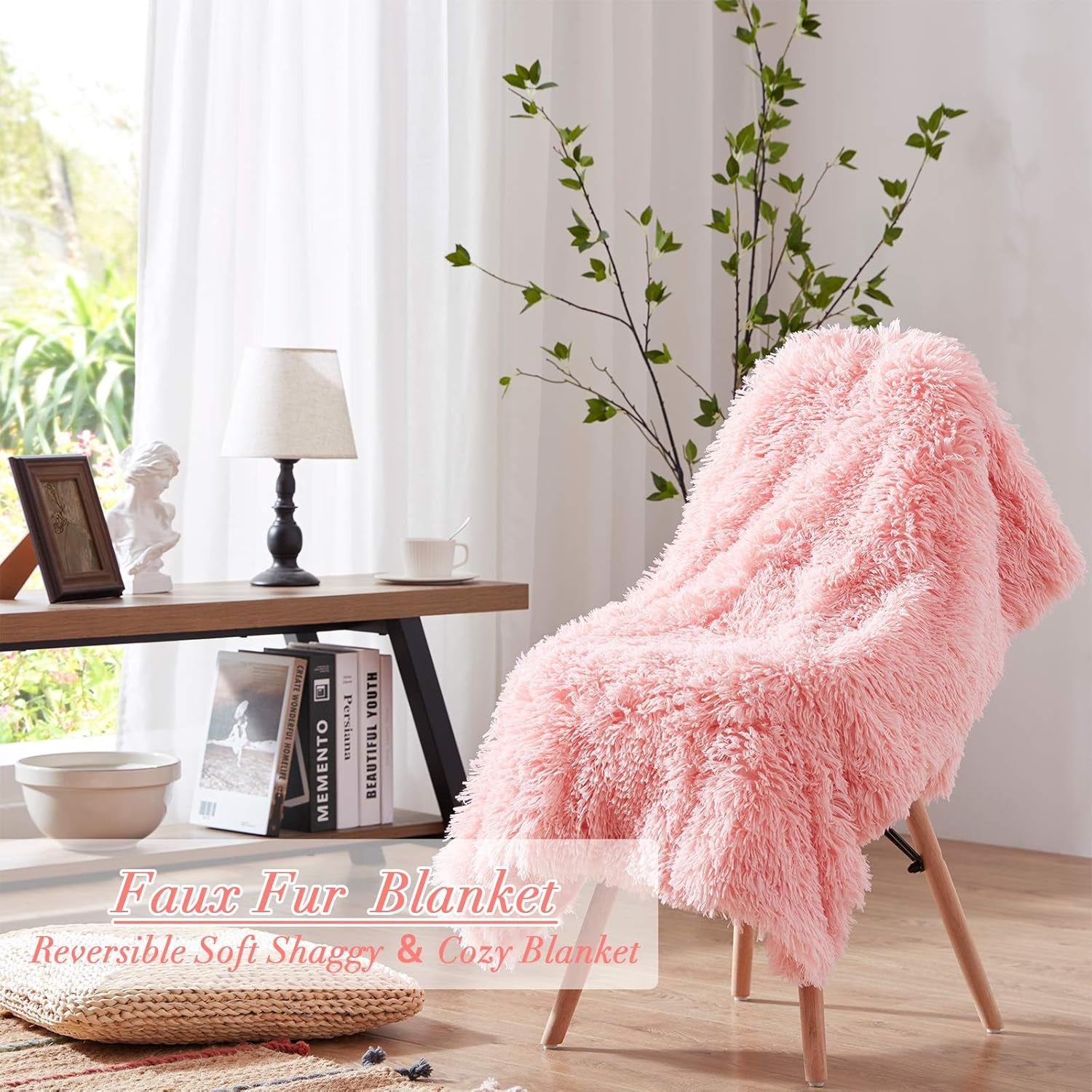 Faux Fur Blanket Throw Blanket (Rose Pink 50" X 60")